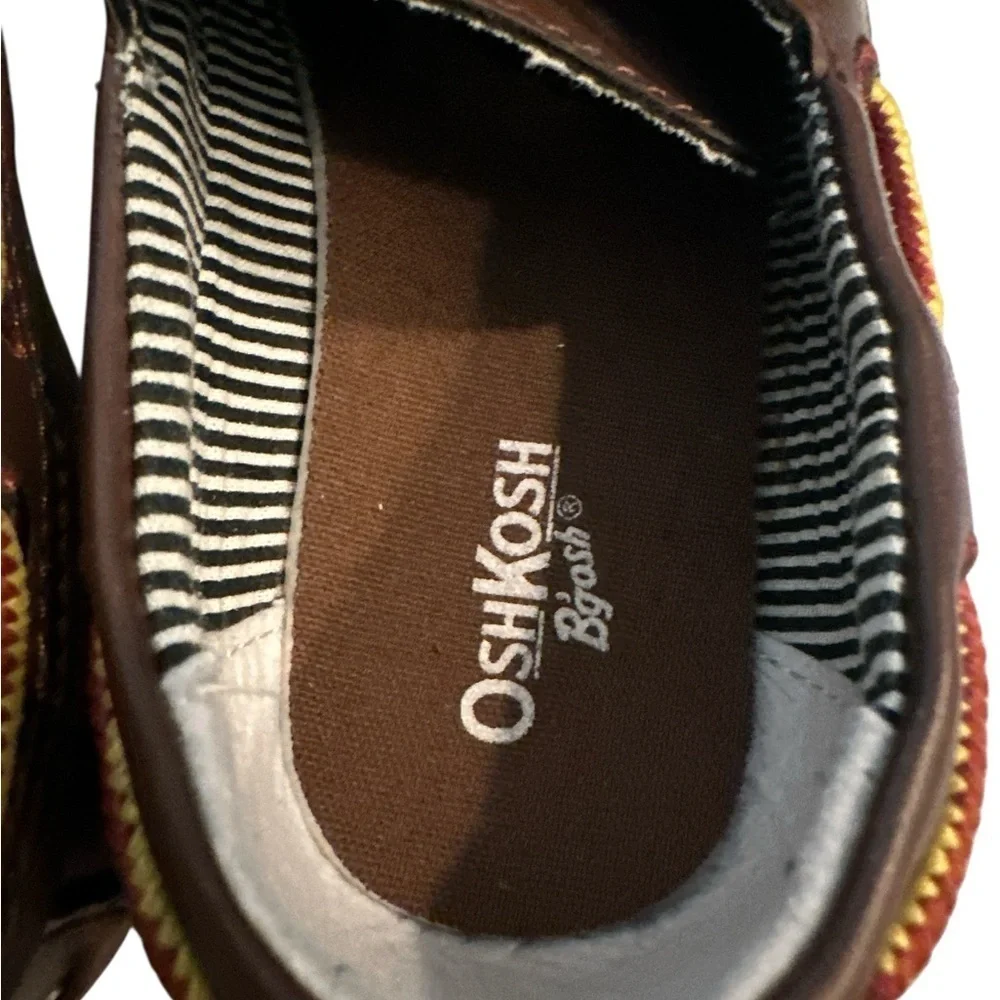 OshKosh B' Gosh Boy Brown Boat Shoes Loafers Heel Pull Tab Slip On Sz 10 VTG
